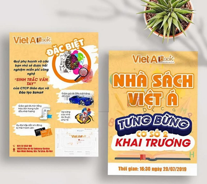 Thiết kế nổi bật của tờ rơi khai trương nhà sách