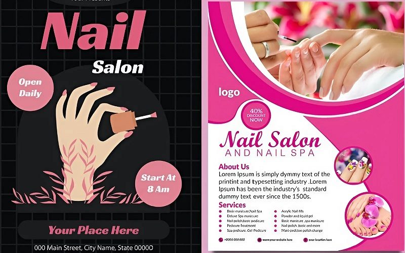 Mẫu tờ rơi chương trình khai trương cửa hàng nails